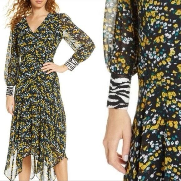 NWT Sam Edelman Ditzy Floral Handkerchief Midi Dress Size 8 - Picture 1 of 12
